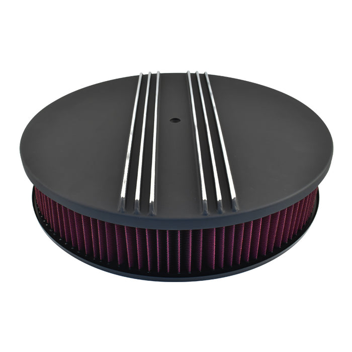 14" Round Air Cleaner Kit Half Finned Black