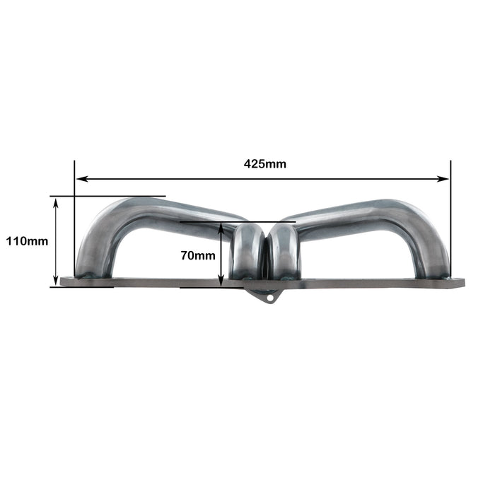 Cal Custom Small Block CHEV Tight Fit Headers Stainless Steel - Suit Angle Plug Heads