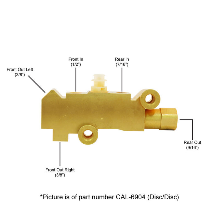 Cal Custom Chrome Aluminium Brake Proportioning Valve, GM Style, Suit Disc/Disc