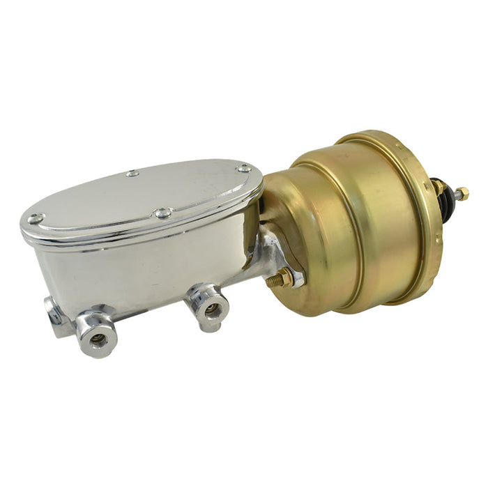 Universal Wilwood Style Chrome Master Cylinder & 7" Zinc Dual Brake Booster