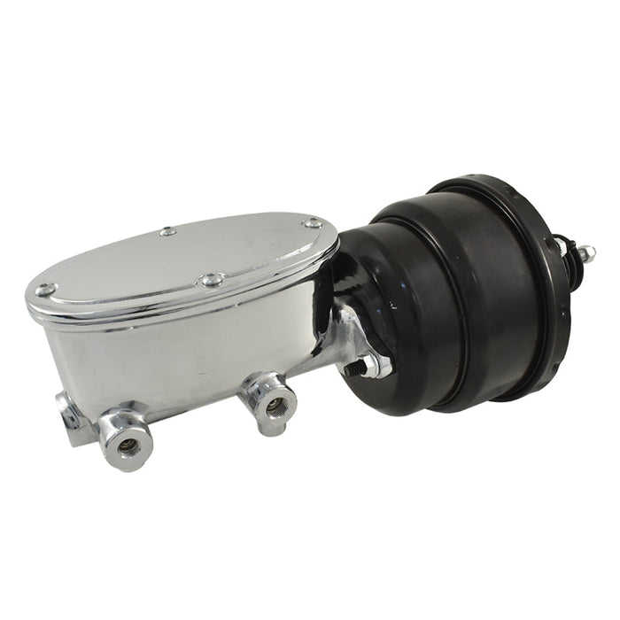 Universal Wilwood Style Chrome Master Cylinder & 7" Black Dual Brake Booster
