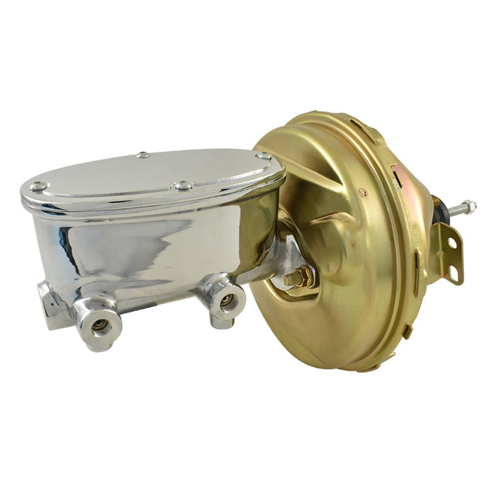 Universal Wilwood Style Chrome Master Cylinder & 9" Zinc Single Brake Booster