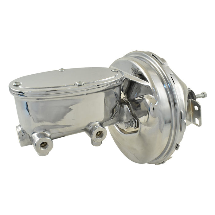 Universal Wilwood Style Chrome Master Cylinder & 9" Chrome Single Brake Booster