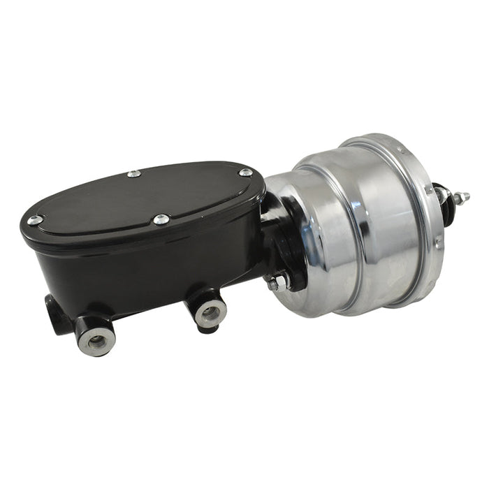 Universal Wilwood Style Black Master Cylinder & 7" Chrome Dual Brake Booster