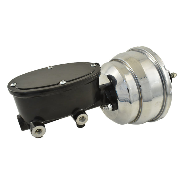 Universal Wilwood Style Black Master Cylinder & 8" Chrome Dual Brake Booster