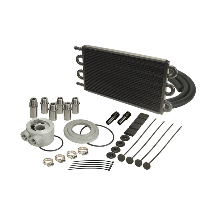 Derale 6 Pass Series 7000 Aluminum/Copper Universal Engine Oil Cooler Kit, Sandwich Adapter 15505