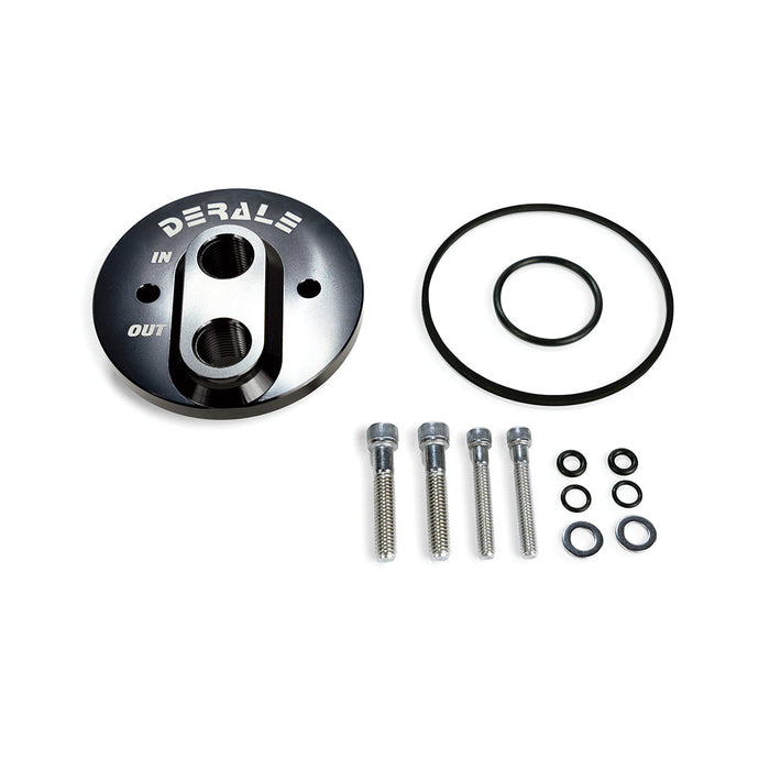 Derale GM V8 Bolt On Engine Oil Filter Adapter - 1/2'' NPT Ports 35760