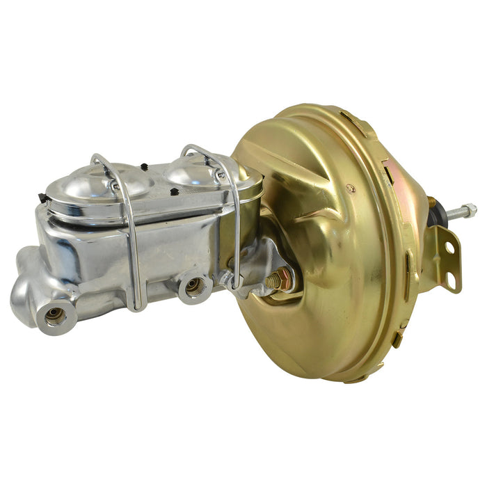 Universal 1-1/8" Bore Chrome GM Style Master Cylinder & 9" Zinc Single Brake Booster