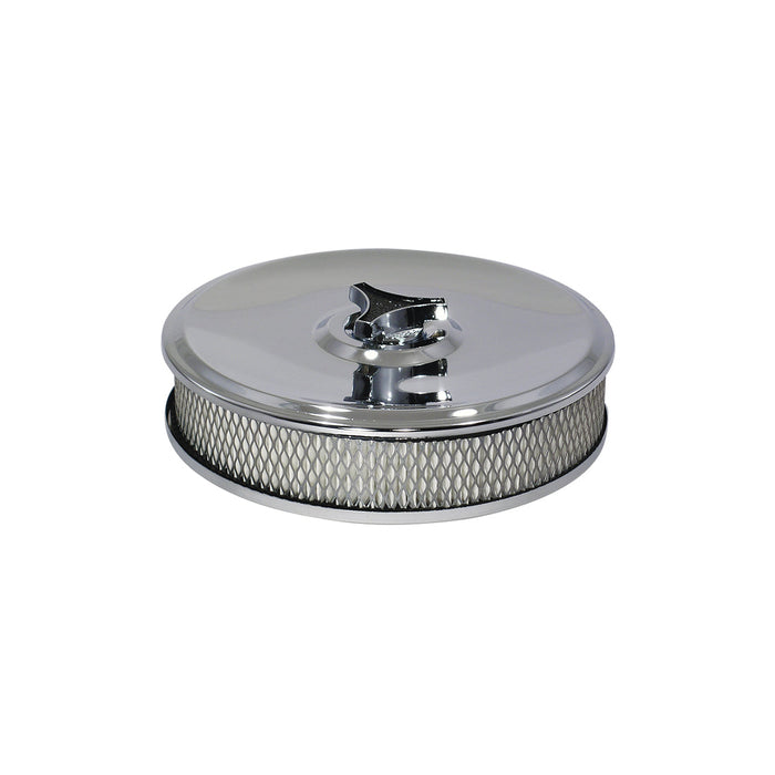 Chrome Air Cleaner 9" Diameter x 2" High Suit Holley Edelbrock with 5-1/8" Neck, Includes Replacement Element