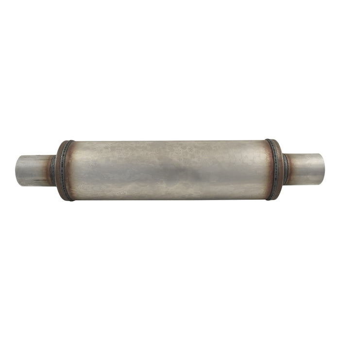 409 Stainless Steel Round Muffler, 2" In/Out, 4" Body Diameter 20" Overall