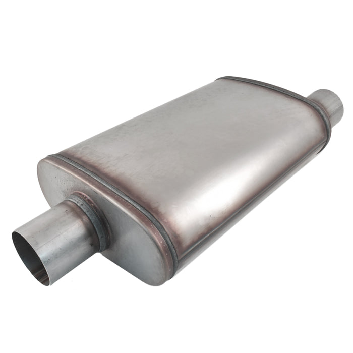 Outlaw T-409 Stainless Steel Straight Through Muffler, Single 2½" Inlet/Outlet, Centre/Offset