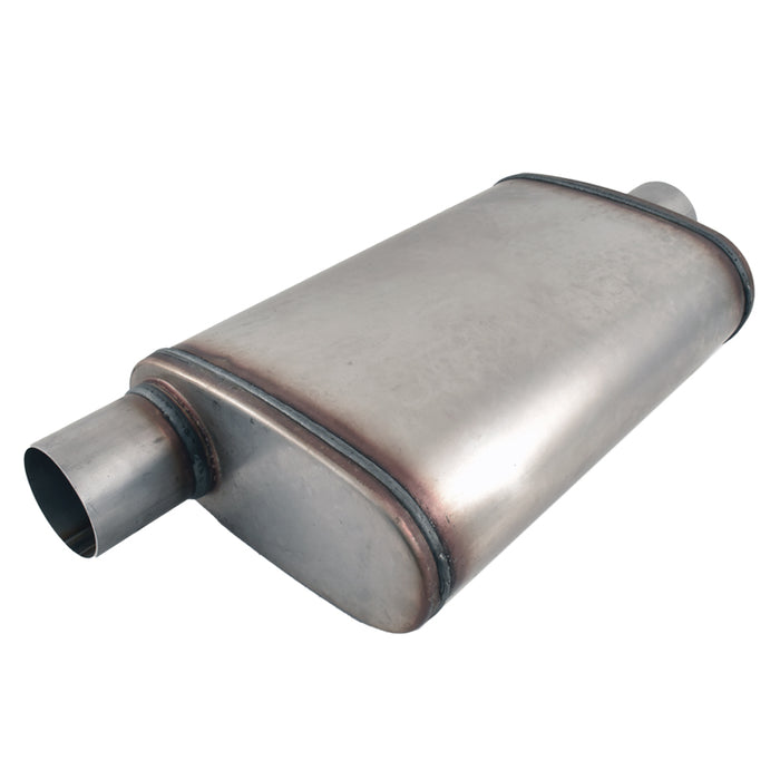 Outlaw T-409 Stainless Steel Straight Through Muffler, Single 2½" Inlet/Outlet, Centre/Offset