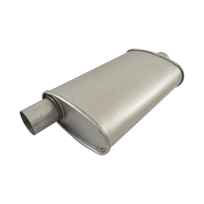 Aluminized Steel 2-1/2" Turbo Style Muffler Centre Inlet / Offset Outlet