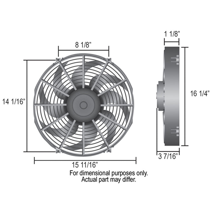 Derale 16" High Output Curved Blade IP68 Electric Puller Fan - DER-16116