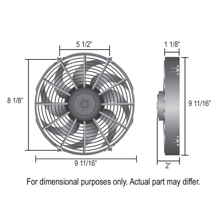 Derale 9" High Output Curved Blade IP68 Electric Puller Fan - DER-16109