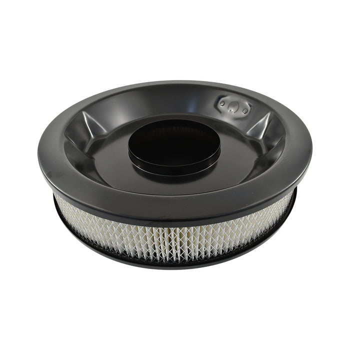 Air Cleaner Black 14" x 3" Recessed Base 5-1/8" Neck Holley, Edelbrock, Rochester, Quadrajet