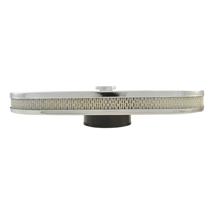 Oval Air Cleaner No Logo Suit Single 4 bbl Chrome Steel, 21 x 10 Inch