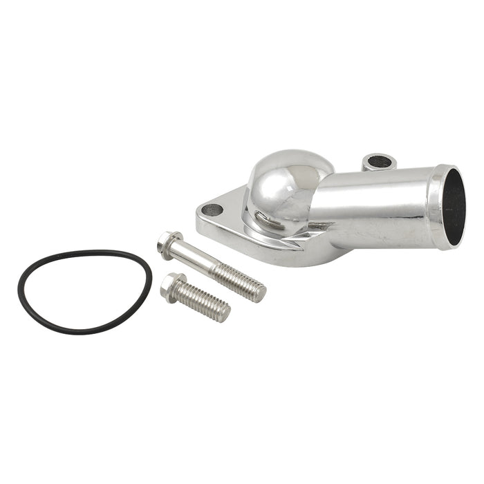 SBC BBC Chev Chrome Die-Cast Low Angle Water Neck Thermostat Housing