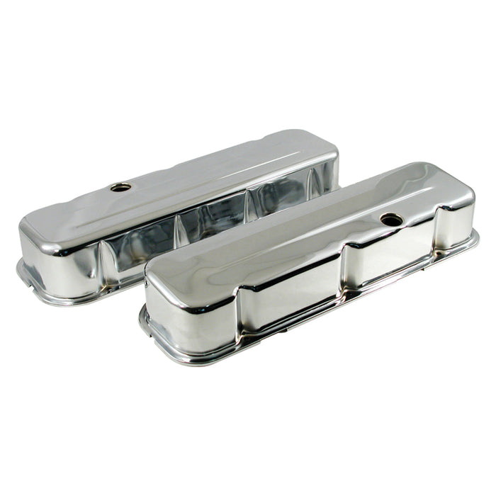 No Logo Chev Big Block Tall Profile Chrome Steel Valve Rocker Covers Pair