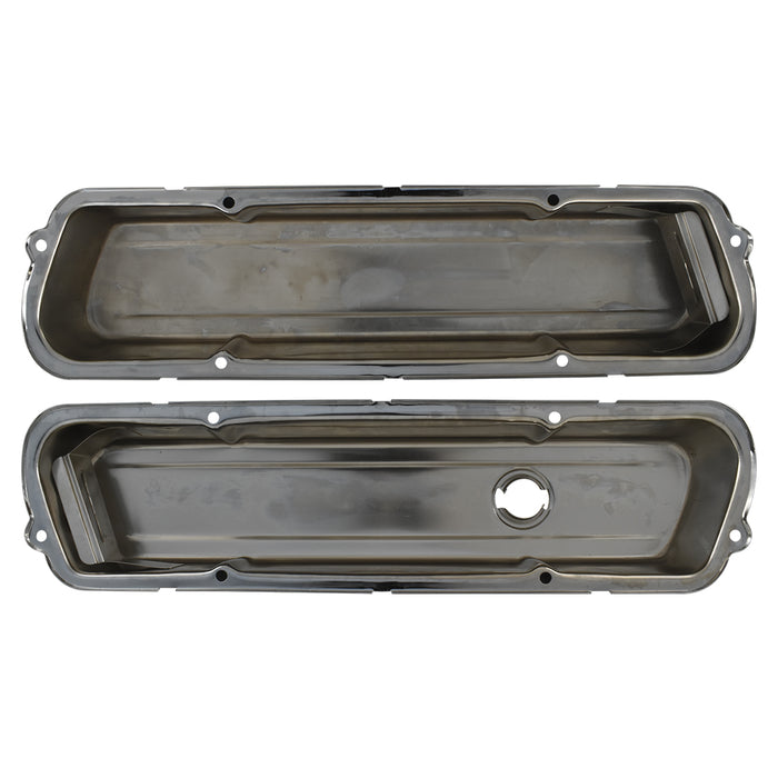 Chrome Steel Low OEM Style Valve Rocker Covers Pair suits Holden 253 308