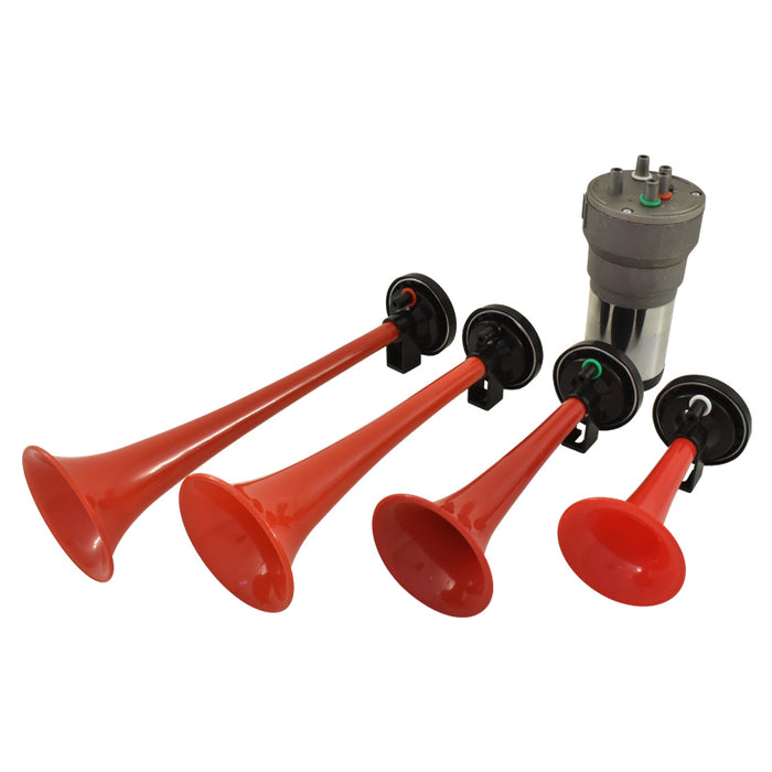 4 Trumpet Musical Air Horns 12V Call To The Post, Car Truck Boat