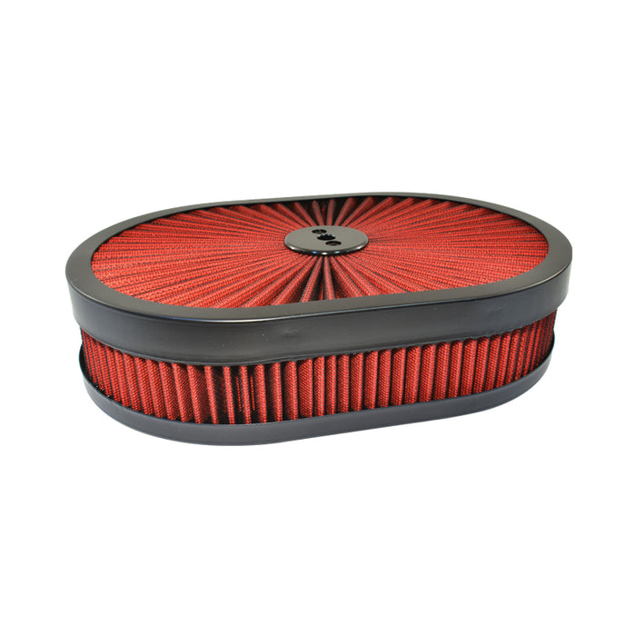 Cal Custom Extreme Air Cleaner Oval Assembly 11-3/8" x 2" Red Filter