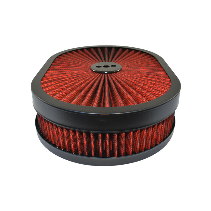 Cal Custom Extreme Air Cleaner Oval Assembly 11-3/8" x 2" Red Filter