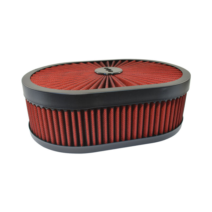 Cal Custom Extreme Air Cleaner Oval Assembly 11-3/8" x 3" Red Filter