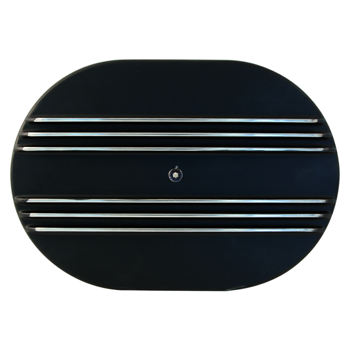 Oval Air Cleaner Kit Half Finned Black Billet Aluminium