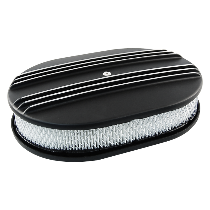 Oval Air Cleaner Kit Half Finned Black Billet Aluminium