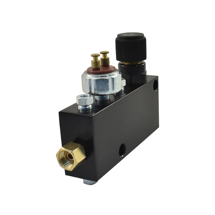 Adjustable Brake Proportioning Valve & Distribution Block w/Switch Blk