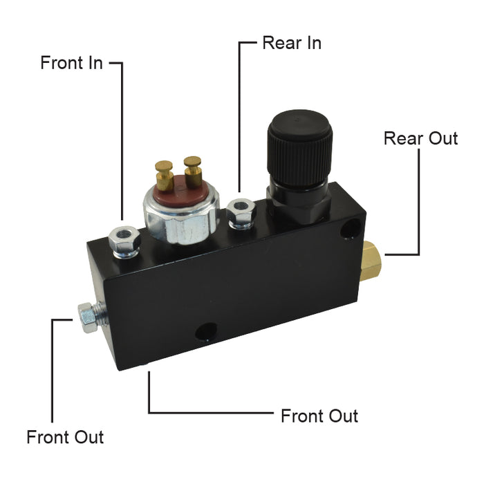 Adjustable Brake Proportioning Valve & Distribution Block w/Switch Blk