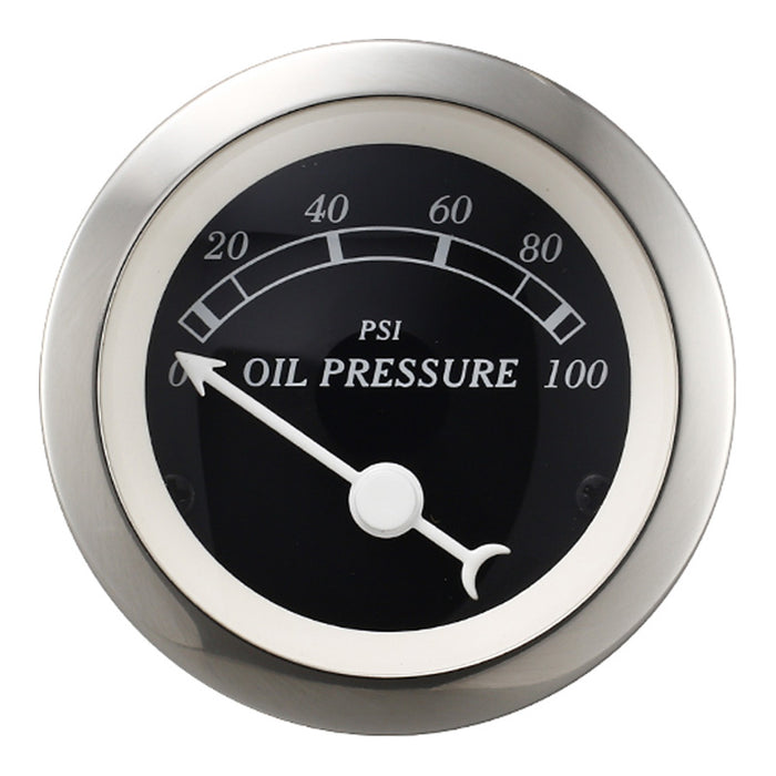 Depo Racing Classic Series Oil Pressure Gauge 52mm Black Face, PSI, DP52B-OP