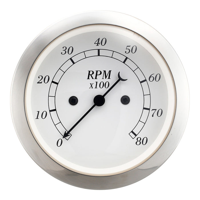 Depo Racing Classic Series Tachometer Gauge 85mm White Face, DP85-ETA