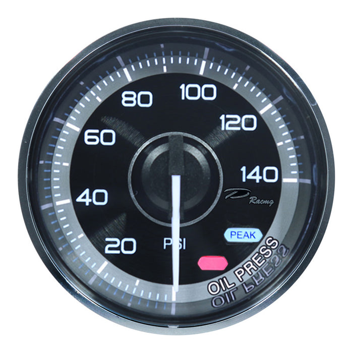 Depo Racing FS Series Oil Pressure PSI Gauge 60mm, Peak/Warning, FS6027B-WP