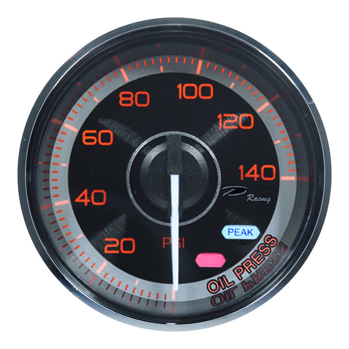 Depo Racing FS Series Oil Pressure PSI Gauge 60mm, Peak/Warning, FS6027B-WP