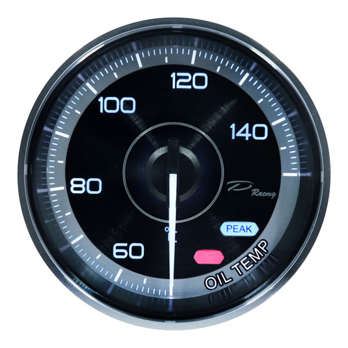 Depo Racing FS Series Oil Temperature °C Gauge 60mm, Peak/Warning, FS6047B-WP