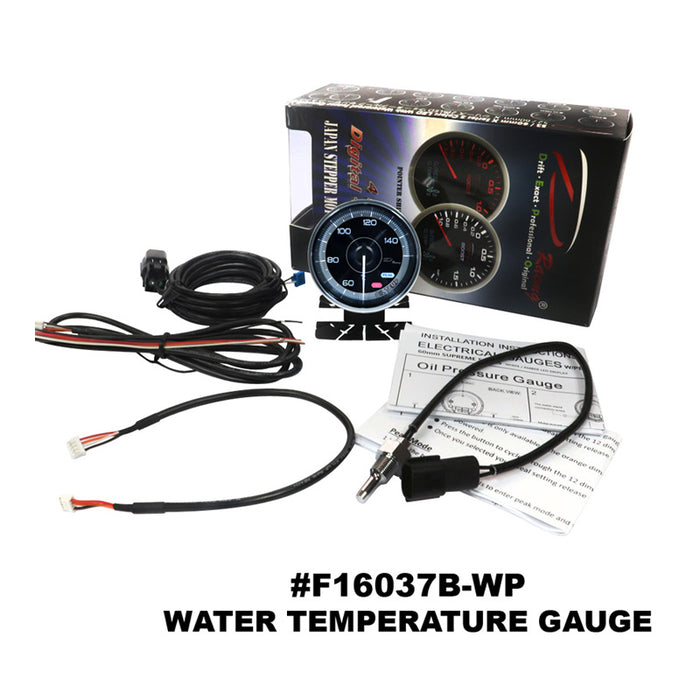 Depo Racing FS Series Oil Temperature °C Gauge 60mm, Peak/Warning, FS6047B-WP