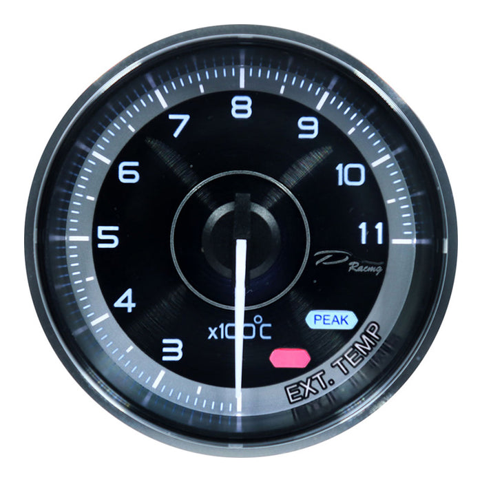 Depo Racing FS Series Exhaust Gas Temp °C Gauge 60mm, Peak/Warning, FS6057B-WP