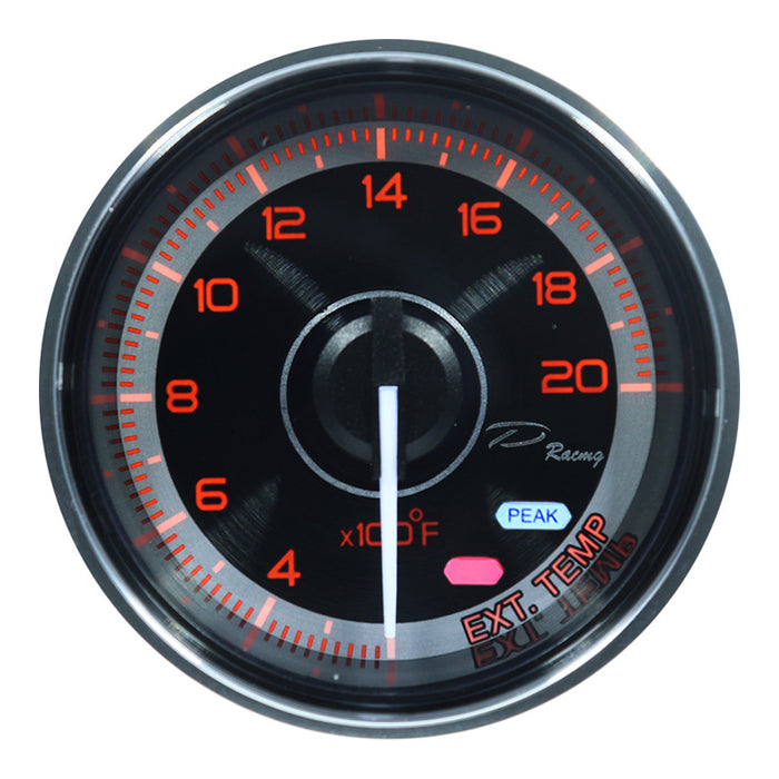 Depo Racing FS Series Exhaust Gas Temp °C Gauge 60mm, Peak/Warning, FS6057B-WP