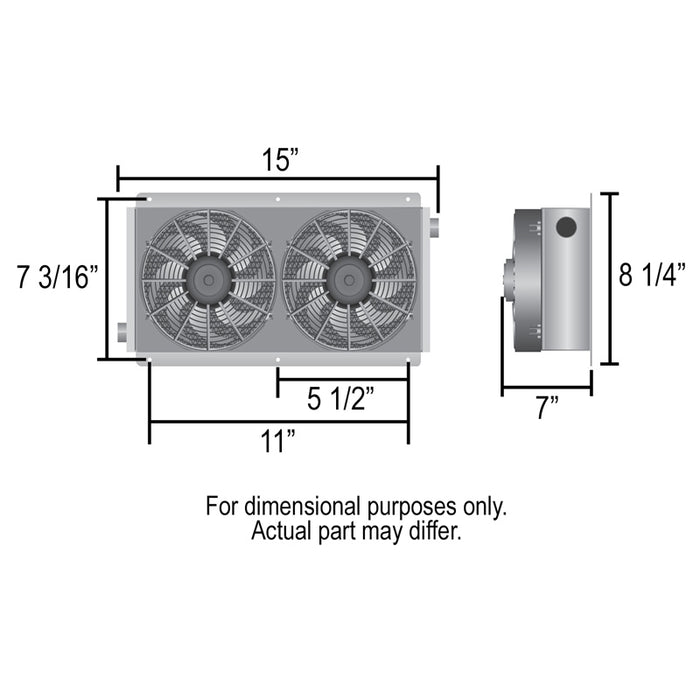 Derale 11 Row Hi-Flow Racing Remote Fluid Cooler with Dual Fans 7/8"-14, 65840