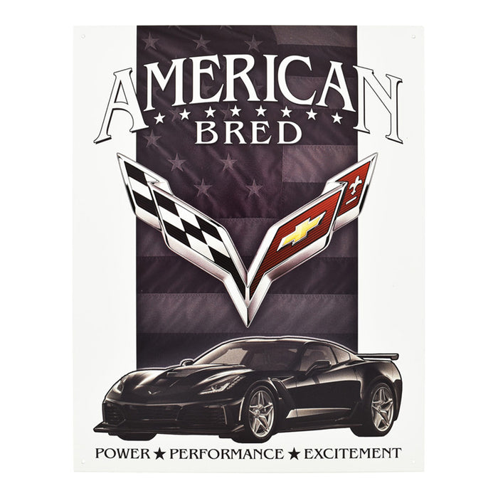 Corvette - American Bred - Large Metal Tin Sign 31.7cm x 40.6cm