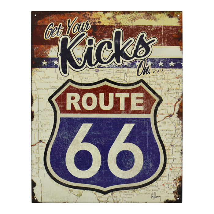 Route 66 Kicks - Large Metal Tin Sign 31.7cm x 40.6cm