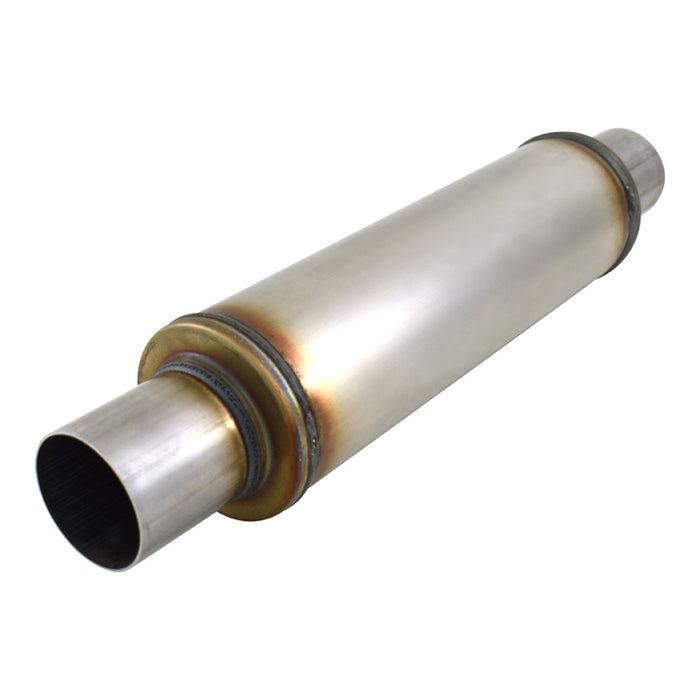 409 Stainless Steel Round Muffler, 2-1/2" In/Out, 4" Body Diameter 20" Overall