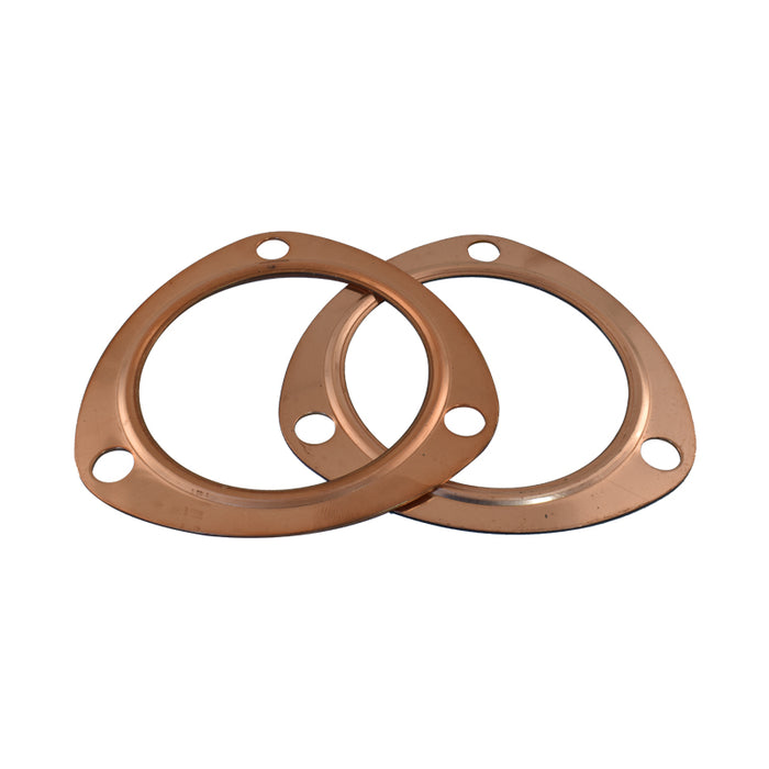 Embossed Copper Exhaust Collector Gaskets 3" ID, 3 Bolt Type Flange