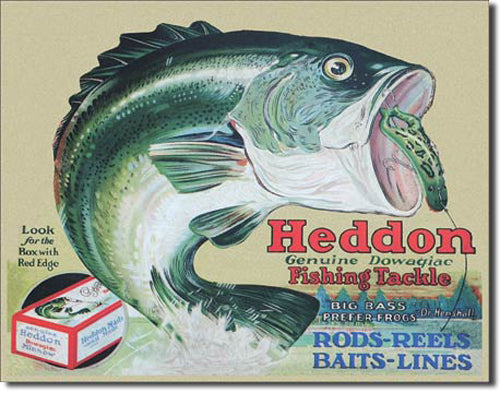 Heddon's Frogs - Large Metal Tin Sign 31.7cm X 40.6cm Genuine American Made