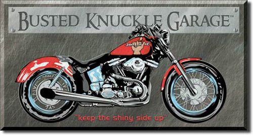 Busted Knuckle Garage - Bike - Medium Metal Tin Sign 21.5cm X 40.6cm Genuine American Made