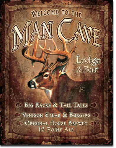 Man Cave Lodge - Large Metal Tin Sign 40.6cm x 31.7cm Genuine American Made