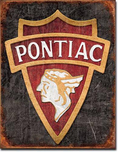 1930 Pontiac Logo - Large Metal Tin Sign 40.6cm x 31.7cm Genuine American Made