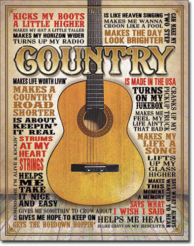 Country - Made In America - Large Metal Tin Sign 40.6cm x 31.7cm Genuine American Made